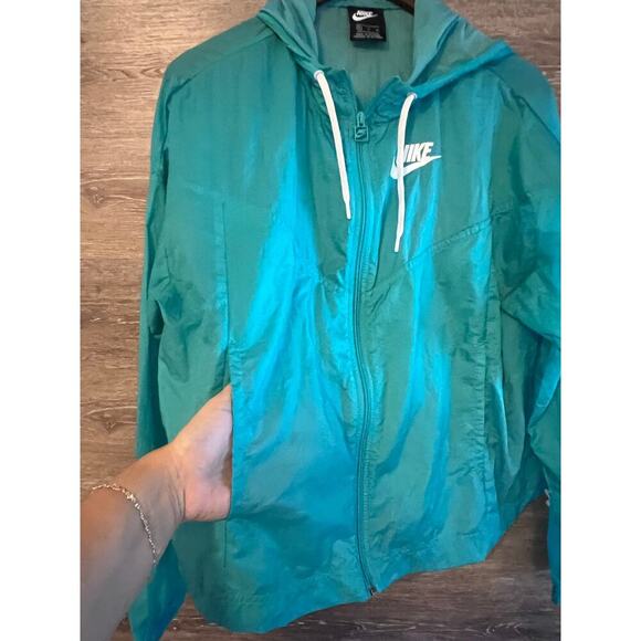 Nike Windbreaker Jacket sz XL Green Unisex Bike Hoodie raincoat - Picture 3 of 11